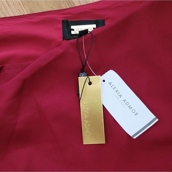NWT Alexia Admor Alessi Dress Red One Shoulder Draped - Picture 6 of 7